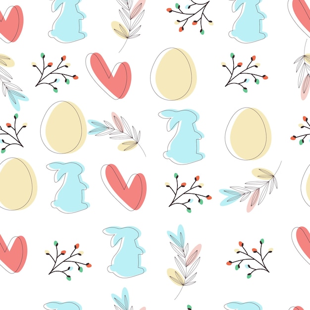 Easter seamless pattern with rabbit and egg