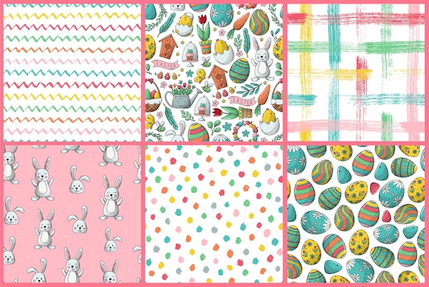 Easter seamless patterns for nursery prints, kids apparel decor, wallpaper, etc