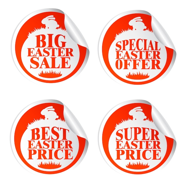 Easter stickers big salespecial offerbest pricesuper price with rabbitVector illustration