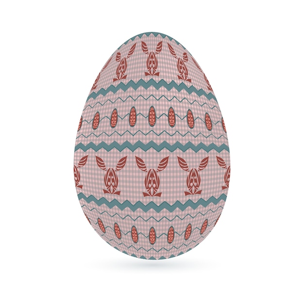 Easter stylized ethnic ornamental egg with rabbit pattern Isolated on white background