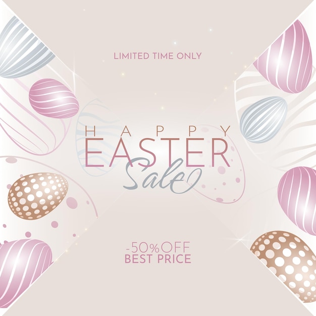 Easter template with realistic eggs and elegant sign