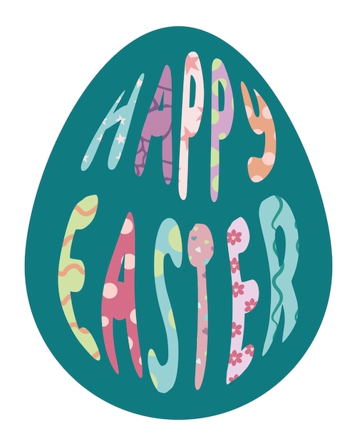 Vector easter vector illustration with eggs flowers and lettering