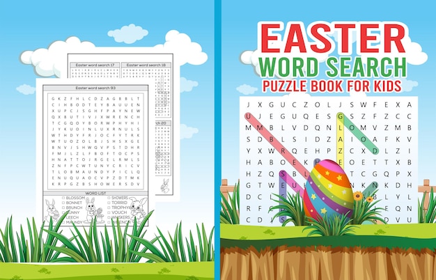 Easter Word Search Puzzle Book Cover for kids