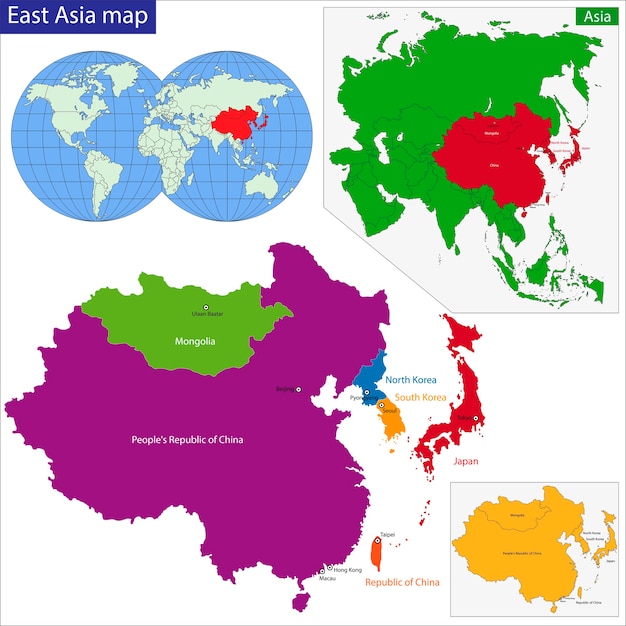 Vector eastern asia map