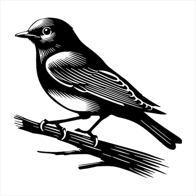 Eastern bluebird Silhouette Design bluebird Vector illustration in black and white