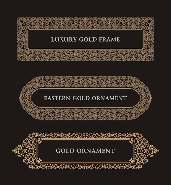 Eastern gold frame arabic vector lines design templates Muslim Eastern floral frame for cards