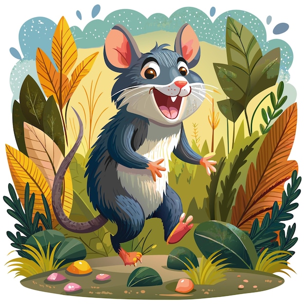 Eastern Woodrat mouse joyful cries forest vector