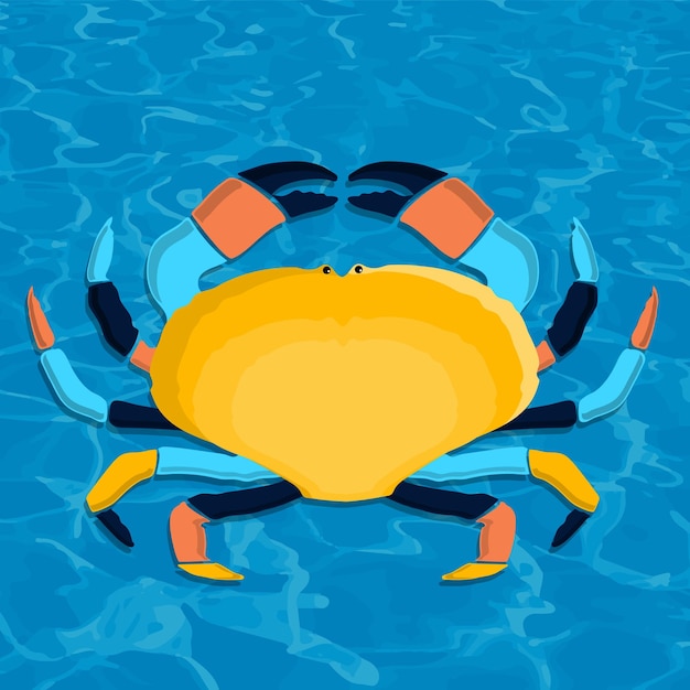 Easy colorful crab flat vector illustration