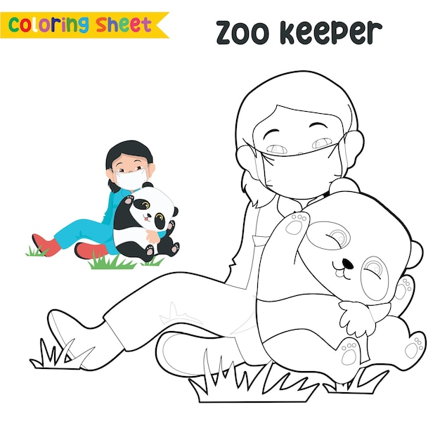 Easy coloring worksheet for children. Kids dream job. Preschool activity sheet. Vector file.