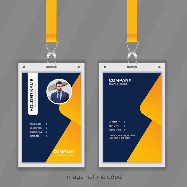 Vector easy to customizable or colorful vector template file for employee information card design idea