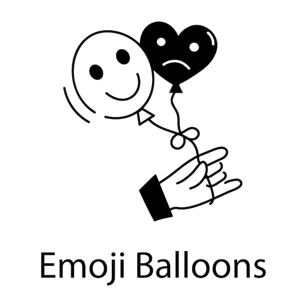 Easy to edit linear icon of emoji balloons