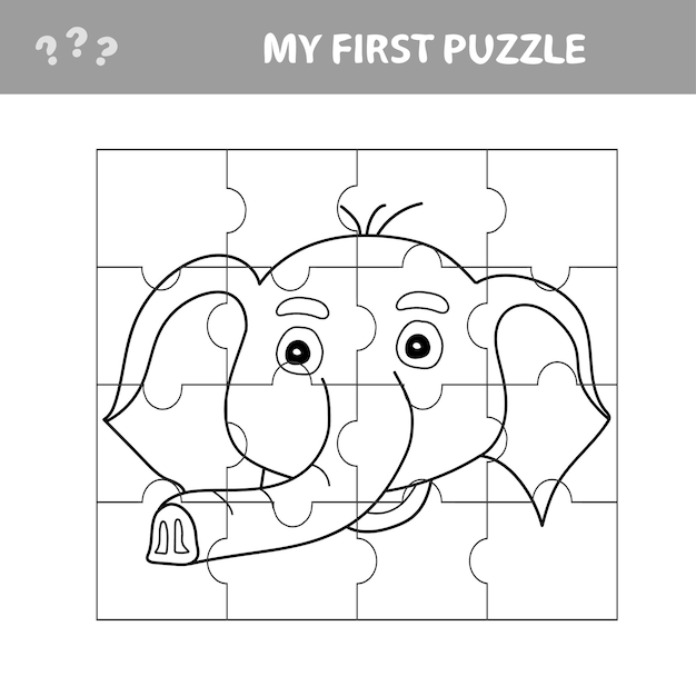 Easy educational paper game for kids simple kid puzzle with funny elephant head