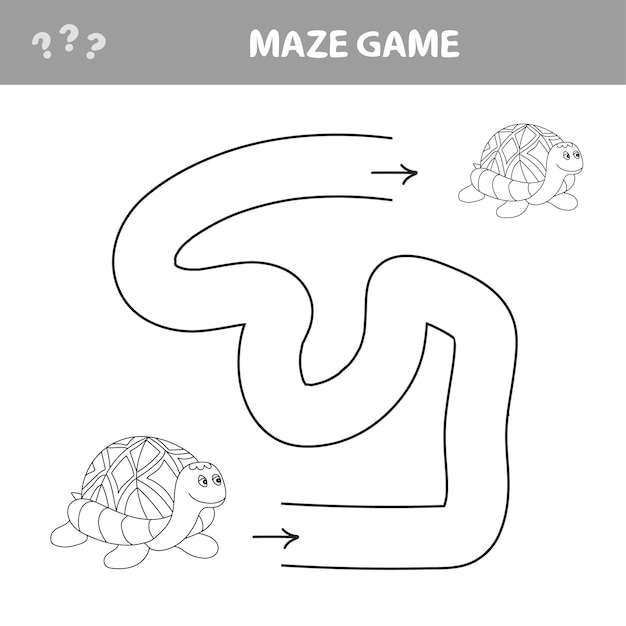 Easy maze for younger kids with a turtle - vector