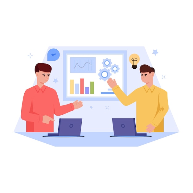 Easy to use design of project management flat illustration