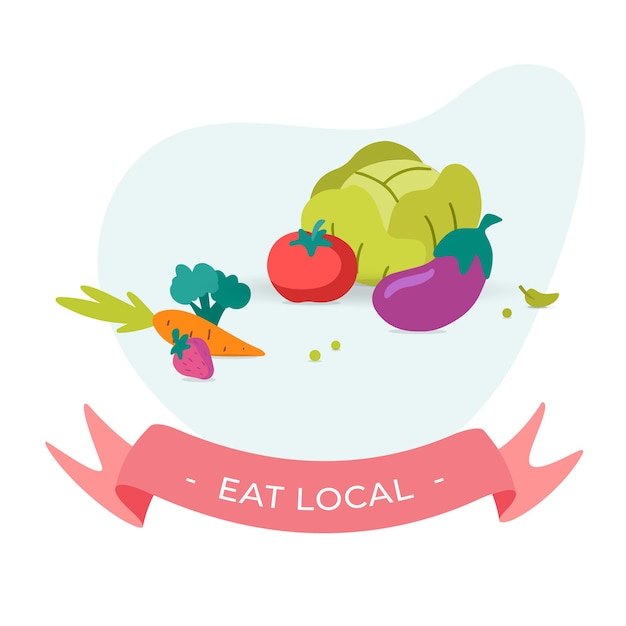 Eat Local organic food vector poster design