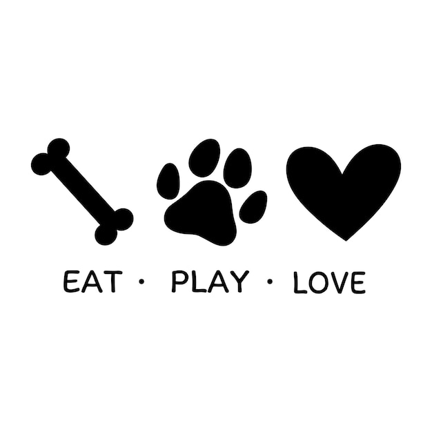 Eat Play Love Dog Lovers Paw print Dog Paw Animal love symbol paw print