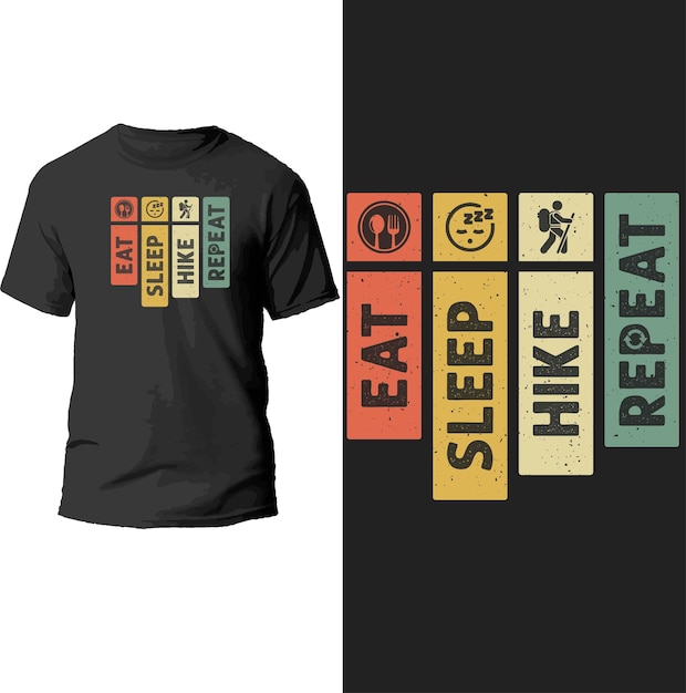 Eat sleep hike repeat t shirt design.