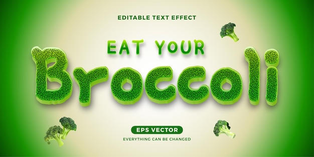 Eat Your Broccoli Editable Text effect Style in natural color for banner signage and graphic promo