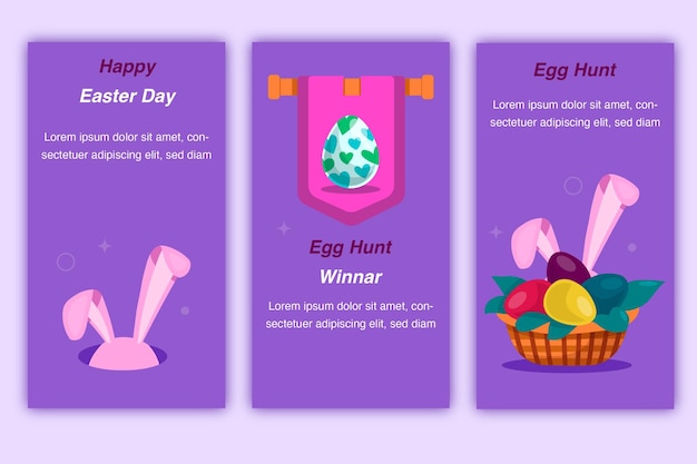 Eater day Instagram stories collection with vector Easter elements