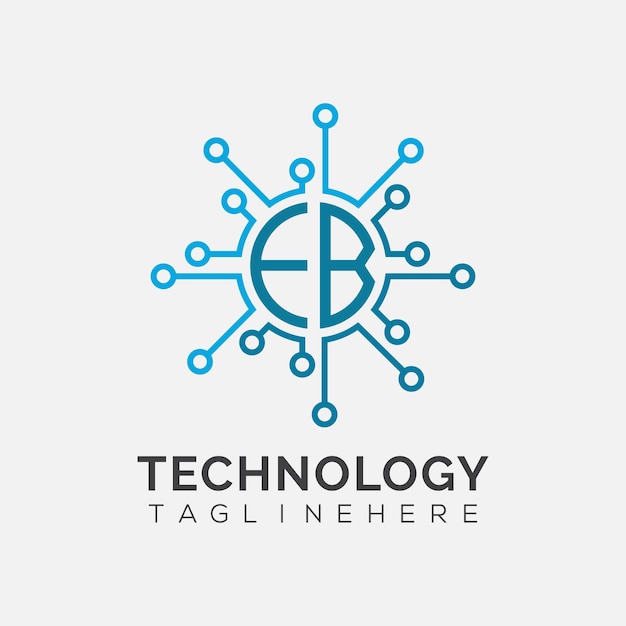 Vector eb initial monogram for technology logo with circle style design