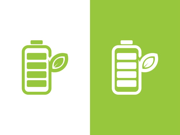 Eco battery logo icon vector illustration