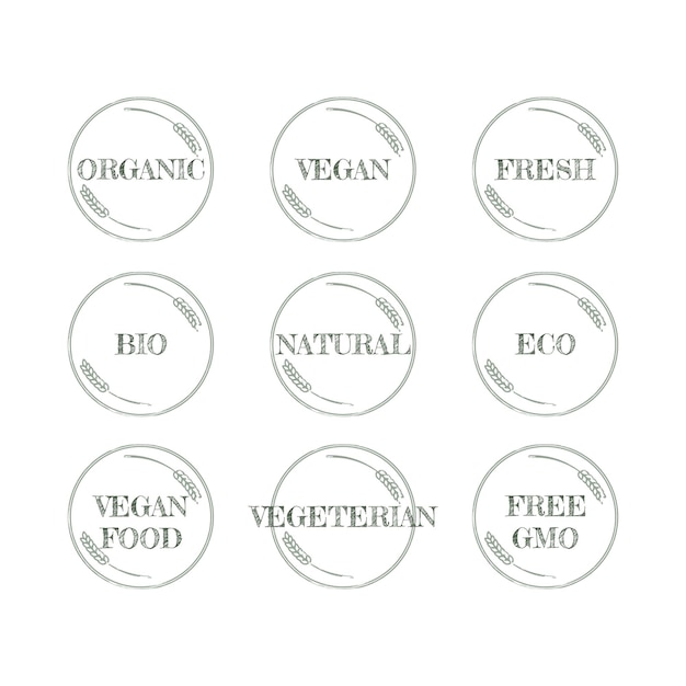 Eco bio organic and natural product sticker label badge and logo Ecology icon