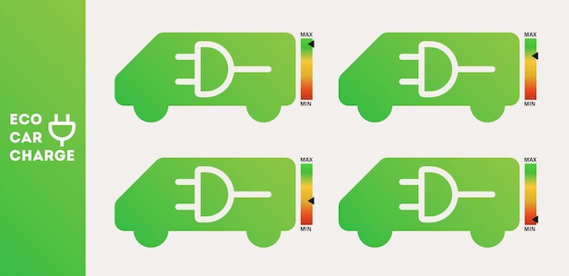 Eco car charge badges Vehicle charge level A sign an energy station