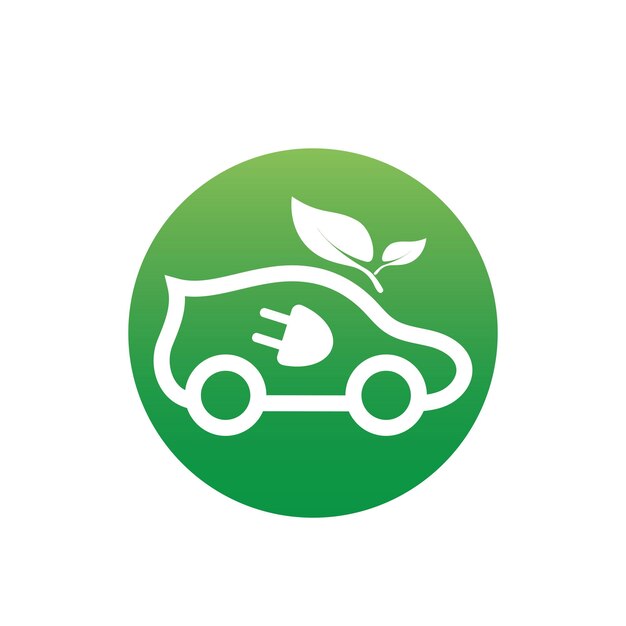 Vector eco car and electric green car technology icon logo vector