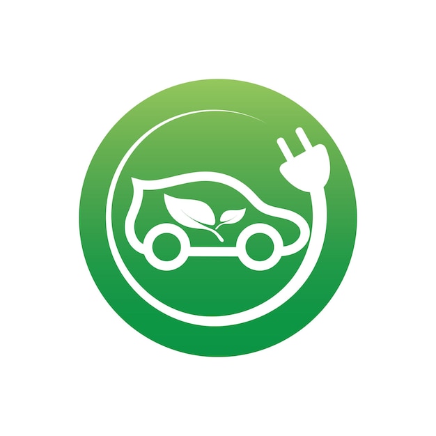 Eco car and electric green car technology icon logo vector