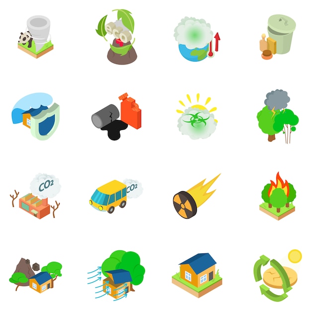 Eco catastrophic icon set