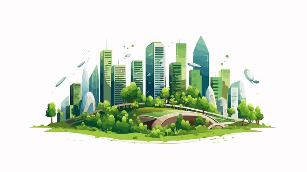 Vector eco city design vector illustration sustainable urban development concept