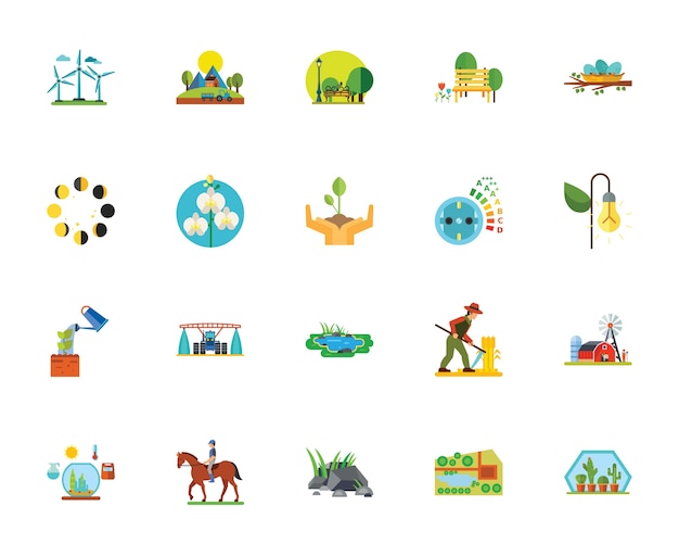 Eco city icon set