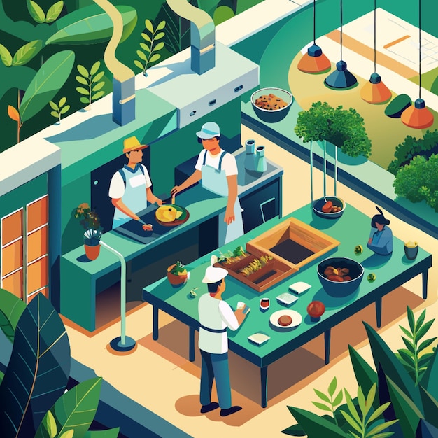 Vector eco cooking vector illustration flat 2