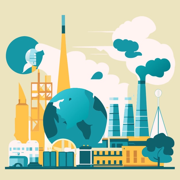 eco earth carbon manufacturing vector illustration