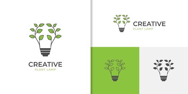 Eco energy light logo icon design with lightbulb and leaf design concept for solar energy sustainable vector element