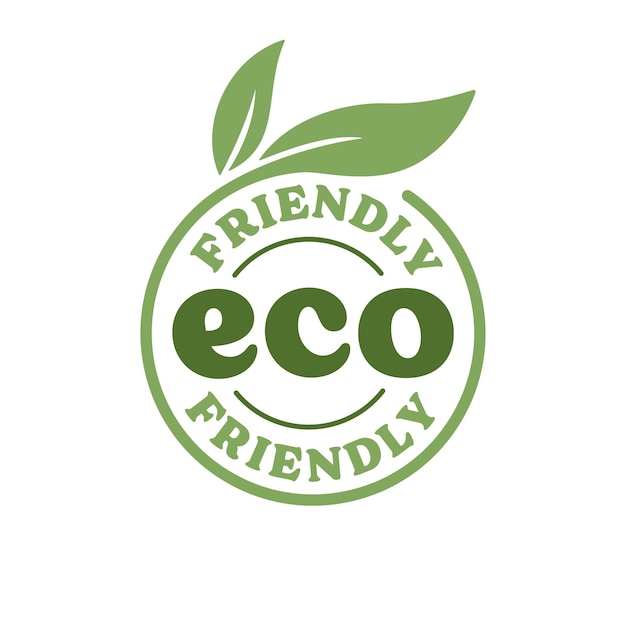 Eco friendly badge Healthy natural product label logo design with plant leaves