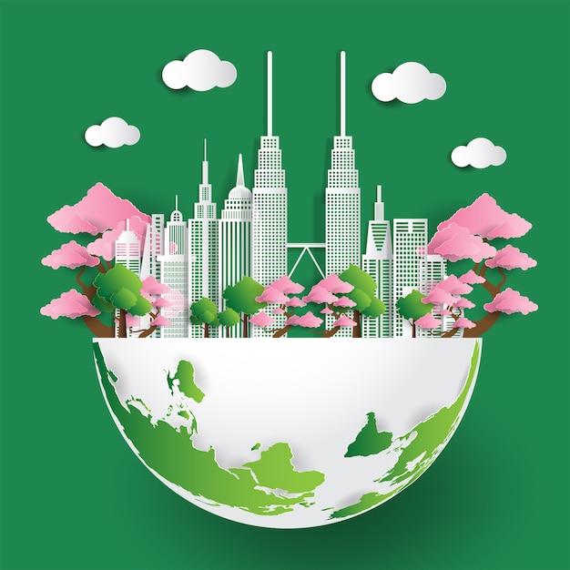 Eco friendly city illustration