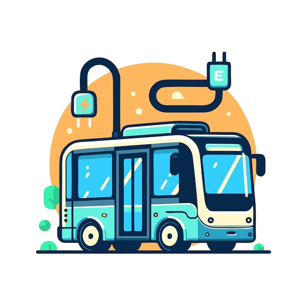 eco friendly electric bus flat vector design