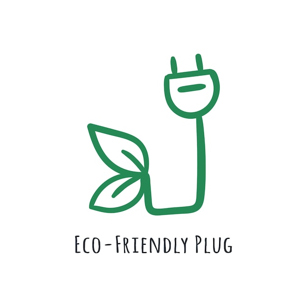 Eco friendly plug icon doodle illustration drawing hand drawn cartoon Eco friendly green energy