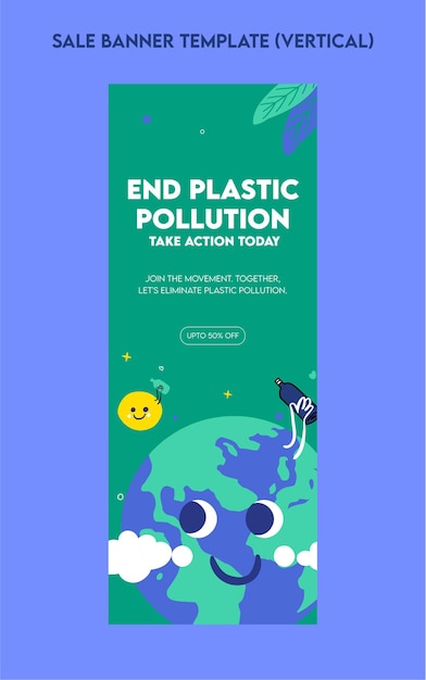 Eco friendly sale banner for plastic free campaign hand drawing