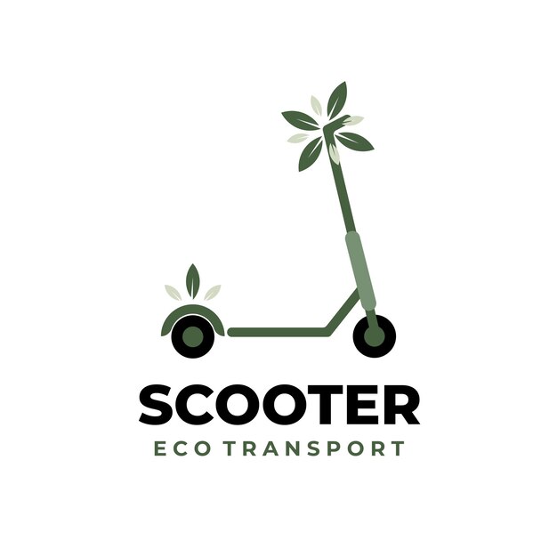 Vector eco friendly transportation natural electric scooter illustration logo