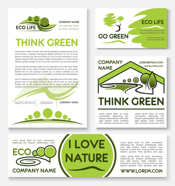 Vector eco green business banner template set design