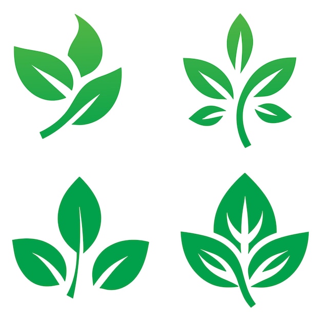 Eco green color leaf vector logo flat icon set