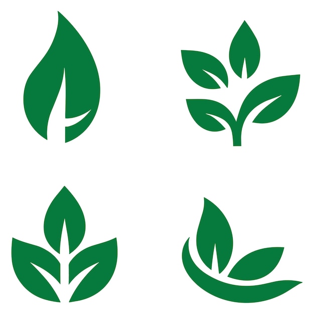 Eco green color leaf vector logo flat icon set