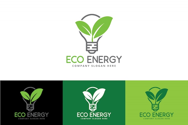 Eco Green Energy Logo With Bulb and leaf