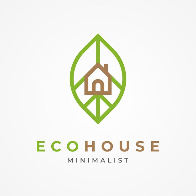 Eco Green House Logo home and leaf combination suitable for Architecture Building apps and company