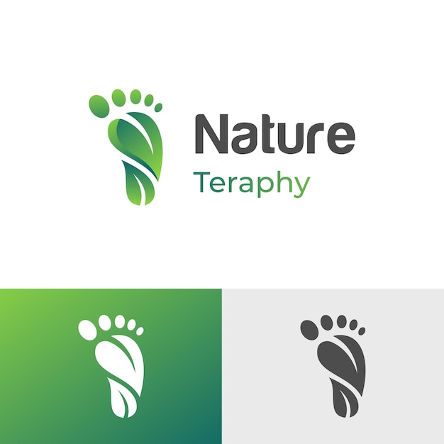 Eco green leaf steps logo icon design foot vector logo with leaf concept