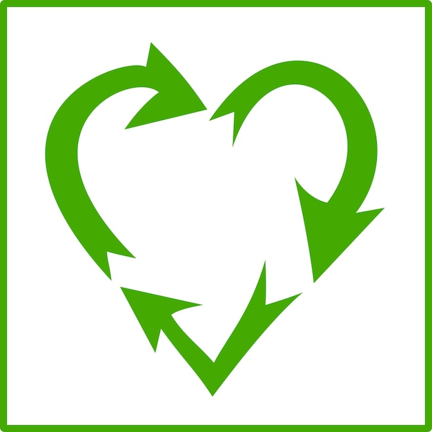 Eco Green Love Recycling Vector Icon Ecological Awareness Heart Vector Sign