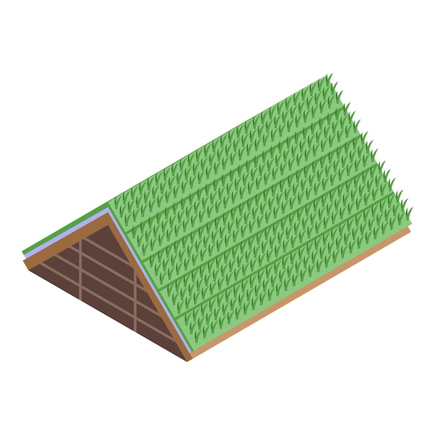 Vector eco green roof icon isometric vector metal wood cover module