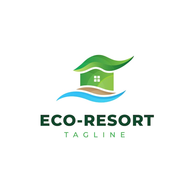 eco house or eco resort modern gradient logo